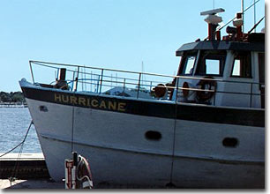 A picture of the boat M.V. Hurricane here at U Mass Boston.